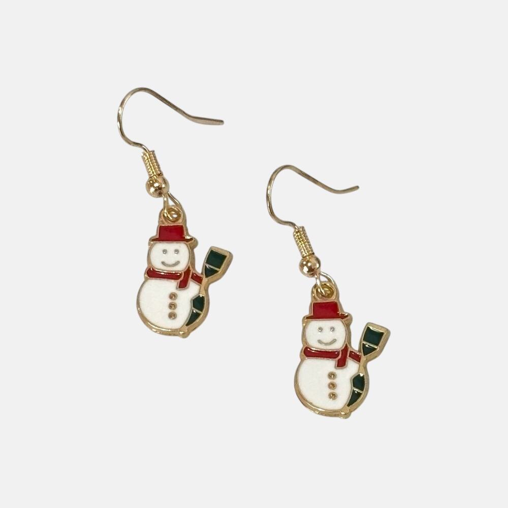 Gold-Tone Snowman Drop Earrings